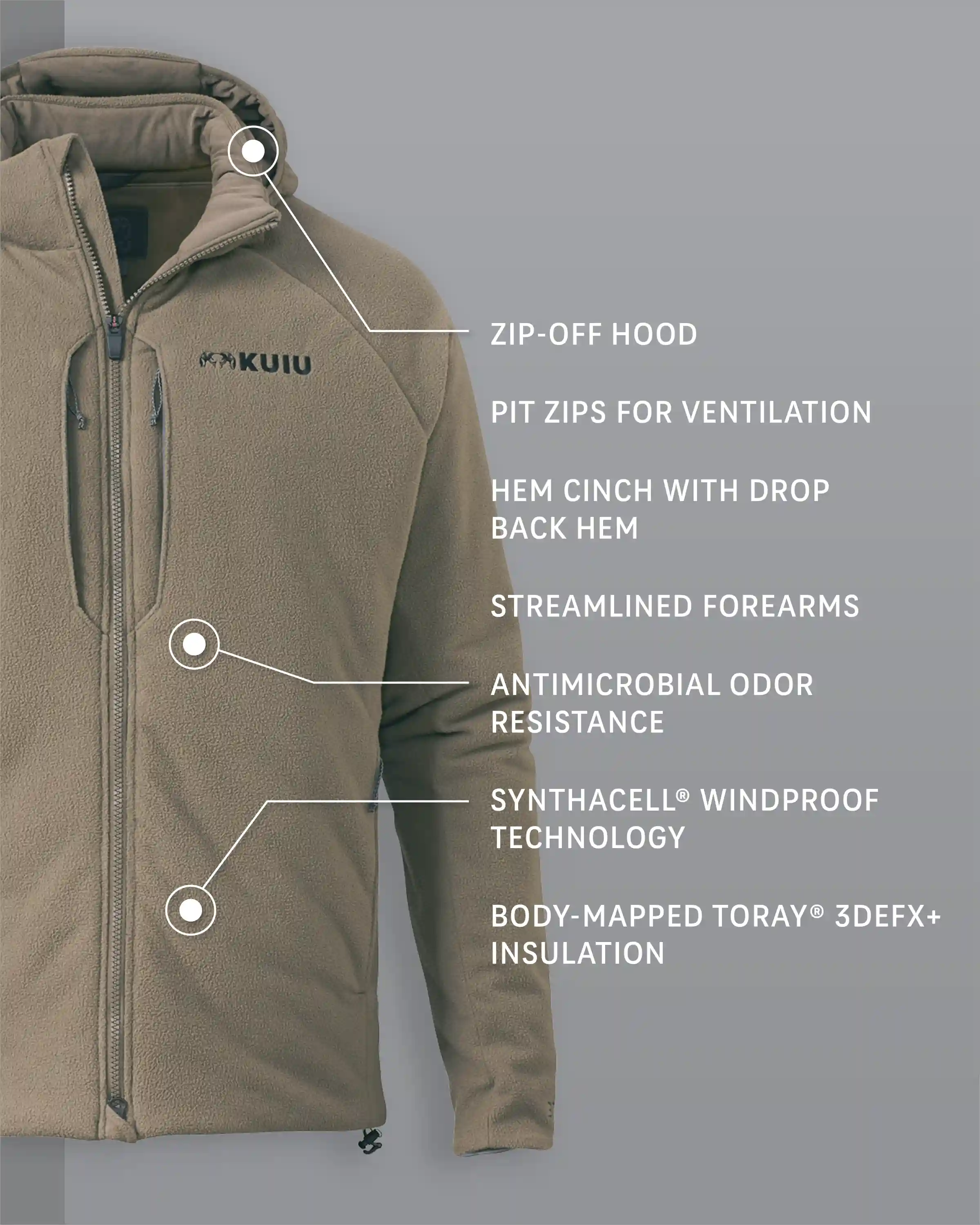 Alternative view of Outlet KUIU Proximity Hooded Insulated Jacket | Ash Off-Shade