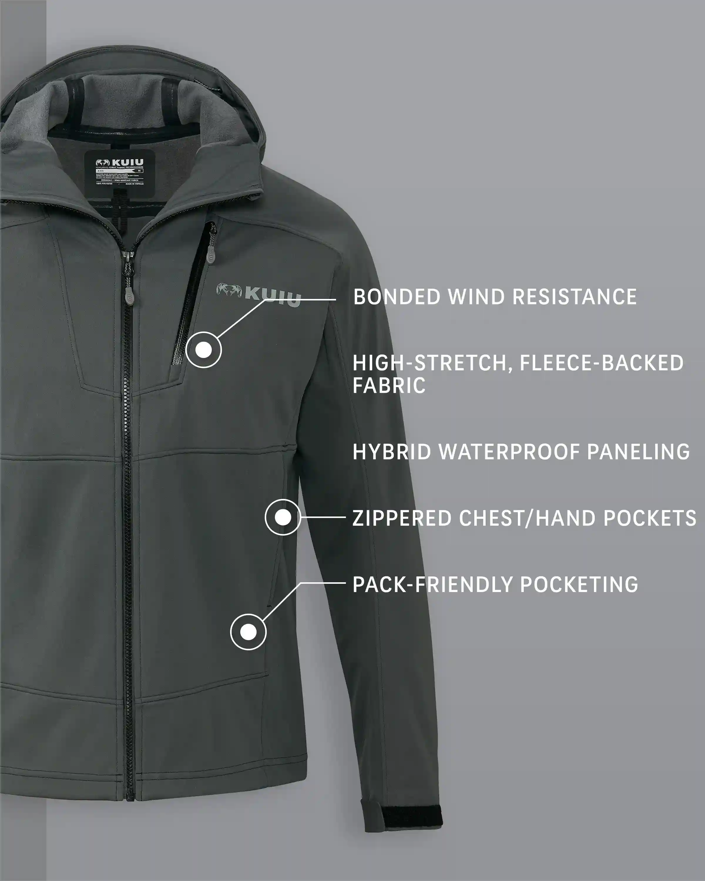 Alternative view of Axis Hybrid Hooded Jacket | Gunmetal